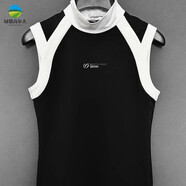 GOLF新款夏季高爾夫女裝圓領(lǐng)無(wú)袖T恤時(shí)尚速干透氣修身運動(dòng)套裝球衣 黑色 XS