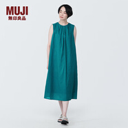 MUJI MUJI 女式強捻無(wú)袖連衣裙女裝連身裙子夏季純棉全棉長(cháng)裙BC2JNC4S 綠色 M (160/84A)