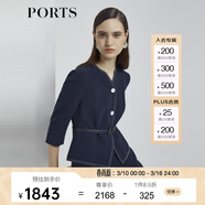 PORTS寶姿商場(chǎng)同款新品女裝氣質(zhì)七分袖修身連衣裙LL8D032NWB011 丈青 S (4)