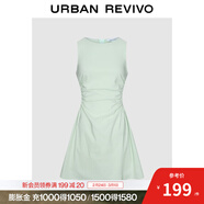 UR2025春季新款女摩登氣質(zhì)褶皺收腰顯瘦無(wú)袖連衣裙UYY750030 淺薄綠 L