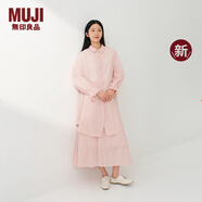 MUJI IDEE 女式 強捻 長(cháng)袖襯衫連衣裙 女裝裙子 連身裙 26年春季新品 淺粉紅色 均碼 （165/88A）