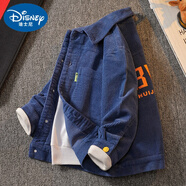 迪士尼（Disney）男童秋裝外套春秋款2025新款中大童洋氣秋季男孩炸街兒童燈芯絨潮 藍色 140 cm