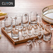 CLITON白酒杯分酒器100ml酒具套裝茅臺一口小酒杯刻度分酒壺酒盅6壺6杯
