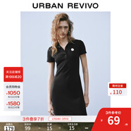 UR2025夏季新款女學(xué)院風(fēng)立體裝飾Polo領(lǐng)短袖連衣裙UYY750050 黑色 S