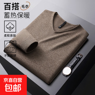 2026新款冬季薄款雞心v領(lǐng)毛衣男長(cháng)袖休閑百搭藍色保暖打底針織衫 咖啡色 2XL