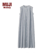 MUJI MUJI 女式 新疆棉強捻 無(wú)袖連衣裙 BCL12A0S 深灰色X條紋 L