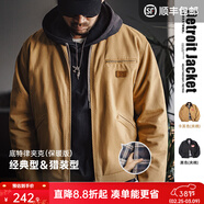 馬登工裝底特律獵裝夾克男美式復古J001巴恩風(fēng)翻領(lǐng)谷倉外套春季新款 黑色 厚款 【棉襖男款/夾棉襖子/冬季棉服/厚衣服】 3XL