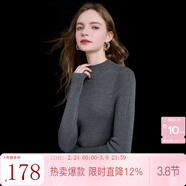 三彩【宋軼同款】可機洗100綿羊毛2025冬季新款針織衫修身打底衫簡(jiǎn)約M 深邃灰 M 160/84A