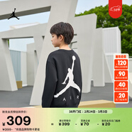 耐克喬丹大童加絨圓領(lǐng)上衣冬季男童休閑疊搭舒適JORDAN HF0108 010黑 150 M