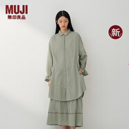 MUJI IDEE 女式 強捻 長(cháng)袖襯衫連衣裙 女裝裙子 連身裙 26年春季新品 煙熏綠色 均碼 （165/88A）