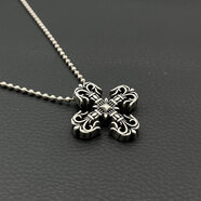 恒久葉時(shí)尚品牌火焰十字泰國銀項煉鍍S925純銀朋克吊墜男女歐美風(fēng)格嘻哈 mini圓珠連