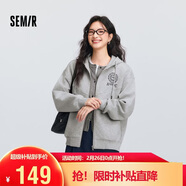 森馬（Semir）外套女春季連帽字母刺繡寬松落肩夾克分割學(xué)院風(fēng)上衣101125108002
