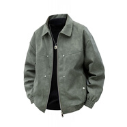 LEE KIDS大碼男加肥加大碼美式街頭復古設計防風(fēng)防水翻領(lǐng)長(cháng)袖pu皮夾克外套 軍綠色 8XL