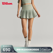 威爾勝（Wilson）官方女士MIDTOWN WRAP一體織交叉百褶含底褲球袋運動(dòng)網(wǎng)球裙 【新品上市】巖蘭草灰-WW00313E014001 M /170/70A