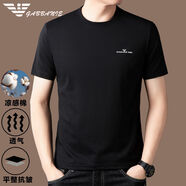 EA7阿瑪尼短袖t恤男2026新款高端涼感上衣圓領(lǐng)體恤汗衫潮牌 A12黑色 3XL 185 165-180斤