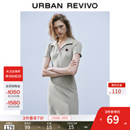 UR2025夏季新款女學(xué)院風(fēng)立體裝飾Polo領(lǐng)短袖連衣裙UYY750050 花灰 XS