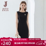 經(jīng)典故事（JANE STORY）高端純色修身無(wú)袖連衣裙女夏季2025年新款氣質(zhì)收腰西裝內搭背心裙 R05黑色 M