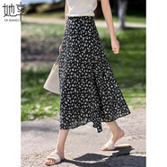 她享碎花半身裙女通勤時(shí)尚中長(cháng)裙雪紡印花A字裙半身碎花裙子 T53B036