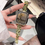 班美蘿【熱銷(xiāo)推薦】適用iwatchS10/11表帶蘋(píng)果手表高級手鏈腕帶輕奢Applewatchs9/8/7 愛(ài)心施華洛-金綠+玫金雙排鉆殼 適用iwatch4/5/6/se【40mm】