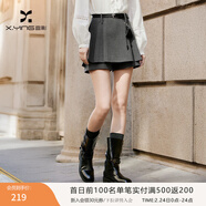 香影學(xué)院風(fēng)灰色裙褲女假兩件2026春季新款高智感通勤高腰闊腿短褲 深灰 S 155/60A/85-95斤