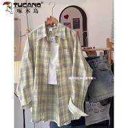 啄木鳥(niǎo)（TUCANO）顯白藍色格子襯衫外套2026春夏襯衣韓系穿搭多巴胺防曬情侶上衣 3格子衫【高品質(zhì)】 S