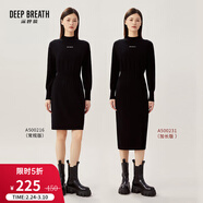深呼吸DEEP BREATH女裝字母羊毛羊絨針織收腰連衣裙A500216 A500231 黑-常規 S (2)