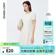 朗姿騏驥紅【三醋酸Basic衣櫥】休閑連衣裙新款裙子高級感明星同款 白色3 S 155/76A