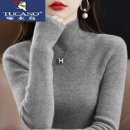 啄木鳥(niǎo)（TUCANO）特價(jià)撿漏羊絨衫女半高領(lǐng)秋冬加厚緊身毛衣內搭羊毛打底衫女裝 灰色 4XL