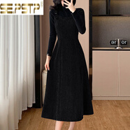 皮爾卡丹（pierre cardin）燈芯絨背帶兩件套連衣裙子女士裝春秋冬季2025年新款氣質(zhì)打底 黑色背帶裙《今年流行小香風(fēng)歐貨西裝風(fēng)衣秋冬小個(gè) M