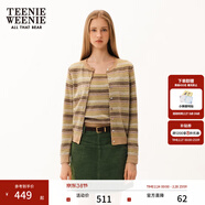 Teenie Weenie【趙露思同款】小熊秋季綿羊毛針織開(kāi)衫提花毛衣女裝 綠色 XS (155)