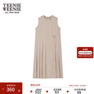 Teenie Weenie小熊女裝春夏知識分子寬松無(wú)袖百褶連衣裙收腰氣質(zhì)裙 卡其色 XS