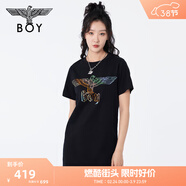 BOY LONDON【炫彩黑裙】BOY LONDON夏女士寬松連衣裙百搭修身顯瘦T恤W17006 黑色 XS
