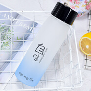 卡西菲（kaxifei）水杯男玻璃杯女磨砂簡約夏天便攜杯子小清新森系創(chuàng)意個性潮流茶杯 自信-異形漸變藍(lán)