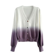 花花公子（PLAYBOY）春季新款女裝套裝長(cháng)袖漸變開(kāi)衫春秋上衣針織毛衣洋氣牛仔短裙兩件 漸變色 上衣21140A M 建議100-110斤