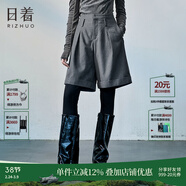 日著(zhù)休閑褲女原創(chuàng  )設計女裝春季新款女士高腰五分褲子女中褲闊腿短褲 光音灰現貨 S