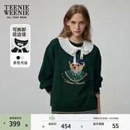 Teenie Weenie小熊秋季簡(jiǎn)約甜美風(fēng)少女感可拆卸琴褶領(lǐng)衛衣寬松上衣 獵人綠 M (165)