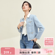 尚都比拉春秋經(jīng)典圓領(lǐng)小香風(fēng)外套女通勤減齡百搭女裝上衣 藍色 M 