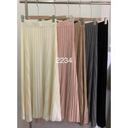 瞻衛2026時(shí)尚長(cháng)裙半身裙條紋a字百褶裙針織女秋冬高腰顯瘦大 粉色 均碼