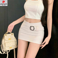 皮爾卡丹（pierre cardin）白色性感V腰包臀短裙女春秋新款純欲風(fēng)百搭顯瘦緊身半身裙子辣妹 白色 XS