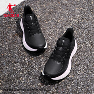 喬丹雨燕lite革面皮面防水跑步鞋女鞋2026夏季新款減震輕便運動(dòng)鞋跑鞋 黑色/薄霧紫 35