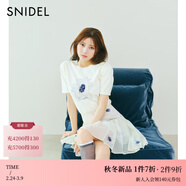 SNIDEL2025秋冬新品甜美高腰花朵印花半身裙百褶短裙SWFS254334 黃色 M (1)