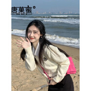 唐菓蜜新款連衣裙女2025春秋女裝韓系甜美氣質(zhì)減齡學(xué)院風(fēng)顯瘦套裝裙子 米白毛衣 S