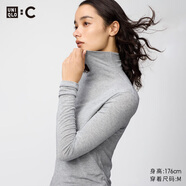 優(yōu)衣庫女裝HEATTECH EXTRA WARM混紡高領(lǐng)T恤/長(cháng)袖9%羊絨478954 478954/03灰色 S