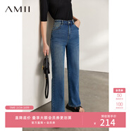 AMII女裝2025夏季新款白色牛仔褲直筒褲長(cháng)褲高腰褲闊腿褲休閑 牛仔藍（拍小一碼） L 165/72A