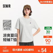 森馬（Semir）【多彩涼感T】短袖t恤女夏中長(cháng)款寬松舒適刺繡上衣109324100007