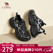 駱駝（CAMEL）銀月戶(hù)外復古老爹鞋厚底休閑鞋 L24A283742 黑/銀 38