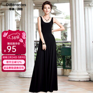 帝弗潤馳春夏及踝長(cháng)款連衣裙a字裙黑色吊帶背心長(cháng)裙打底裙拖地裙 黑色 L