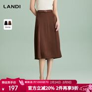 藍地（LANDI）[赫本傘裙]垂墜高級感高腰通勤半身裙女中長(cháng)裙夏新品 馬鬃棕 M