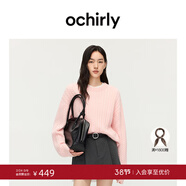 OCHIRLY【季末折扣】兔絨麻花針織毛衣慵懶寬松打底內搭2025冬 粉紅 S