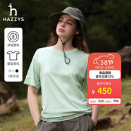 哈吉斯（HAZZYS）女裝 【薄荷曼波風(fēng)】夏款針梭相拼T恤衫女ASTSE0BBX51 淺綠色LG L (165/88A 40)